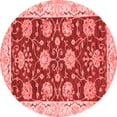 thumbnail image 1 of Ahgly Company Machine Washable Indoor Round Abstract Red Modern Area Rugs, 3' Round, 1 of 4