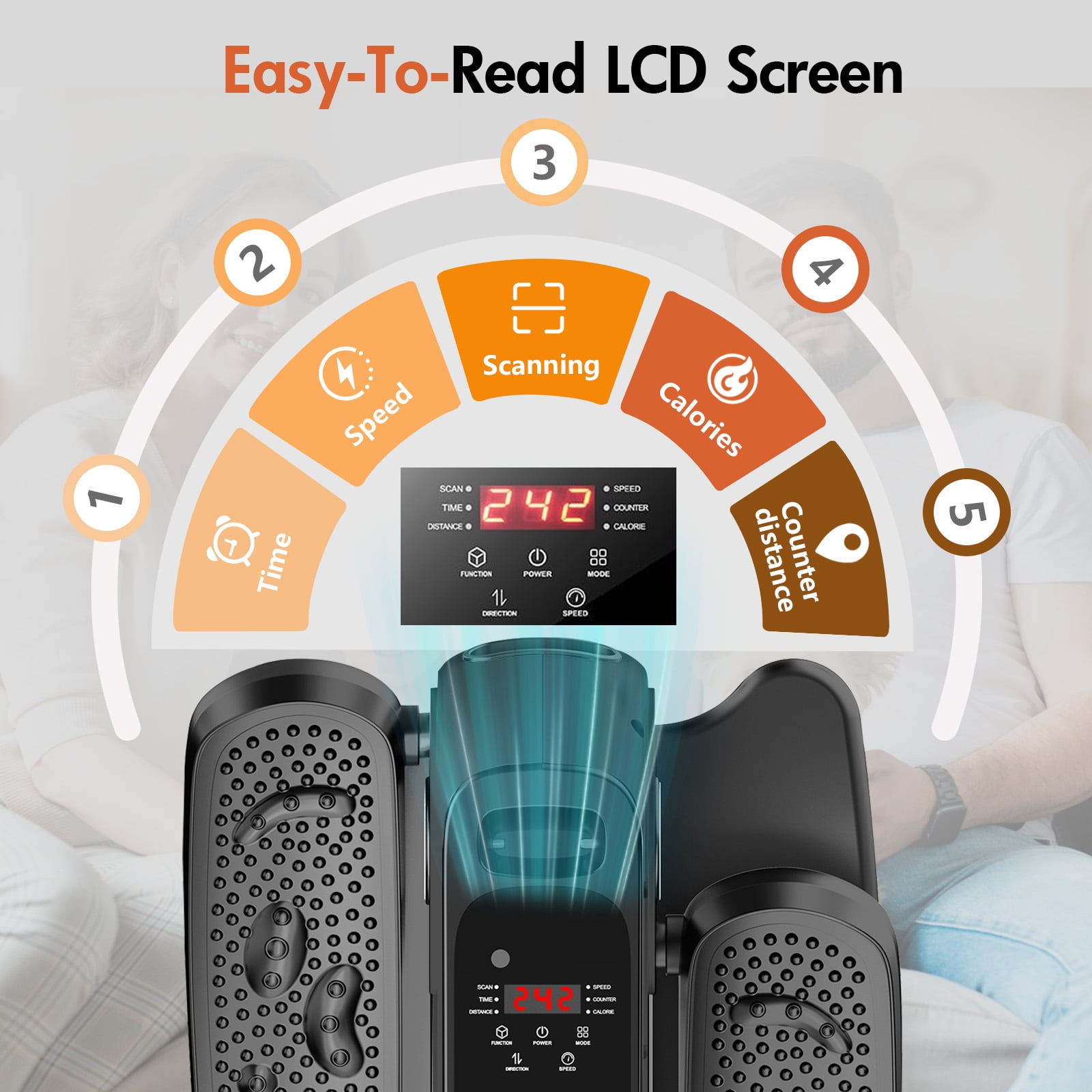 ALSO GO Under Desk Elliptical Machine, Seated Elliptical Machine with LCD Display, Ellipse Leg Exerciser for Seniors with 15-Level Adjustable Speed
