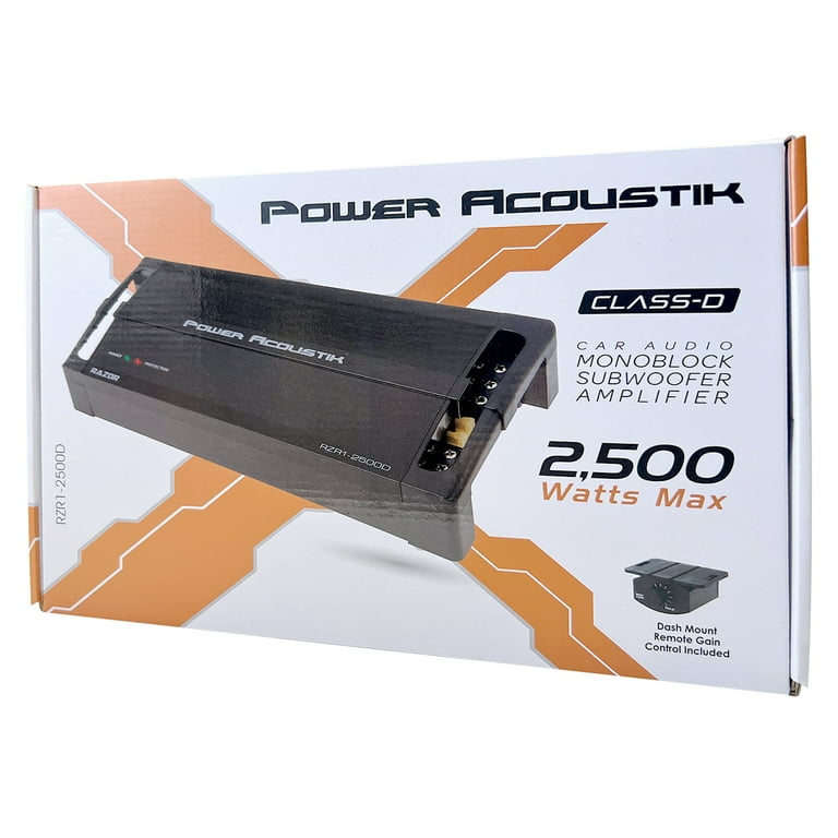 Power Acoustik RZR1-2500D Razor Series Subwoofer 1-Channel Car Amp