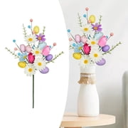 1 Pcs Easter Decorations Eggs Picks,Spring Artificial Flower With Stems,Artificial Easter Egg Flowers ,Artificial Flower Picks And Sprays Berry For Easter Home Vase Table Centerpieces Decor,15.74 in