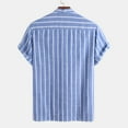 thumbnail image 5 of Bcfgryg Male Casual Stripe Shirt Short Sleeve Stand Collar Shirt Blouse Tops Men's Casual Shirts, 5 of 5