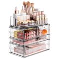 thumbnail image 1 of Organizador de maquillaje Delamu de 4 niveles transparente con cajón acrílico, 1 of 9