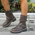 thumbnail image 6 of Women's Mid Calf Boots Fashion Heel On Ankle Boots Comfortable Casual Stretch Buckle Design Non Winter Footwear for Everyday Styling(Color:Brown,Size:8), 6 of 9