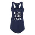 thumbnail image 2 of Wild Bobby, I Love Jesus & Naps Inspirational/Christian Women Racerback Tank Top, Navy, Medium, 2 of 6