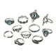 thumbnail image 1 of Anillo Negro 11 Pieza Combinación Anillos Flor Minimalista, 1 of 8
