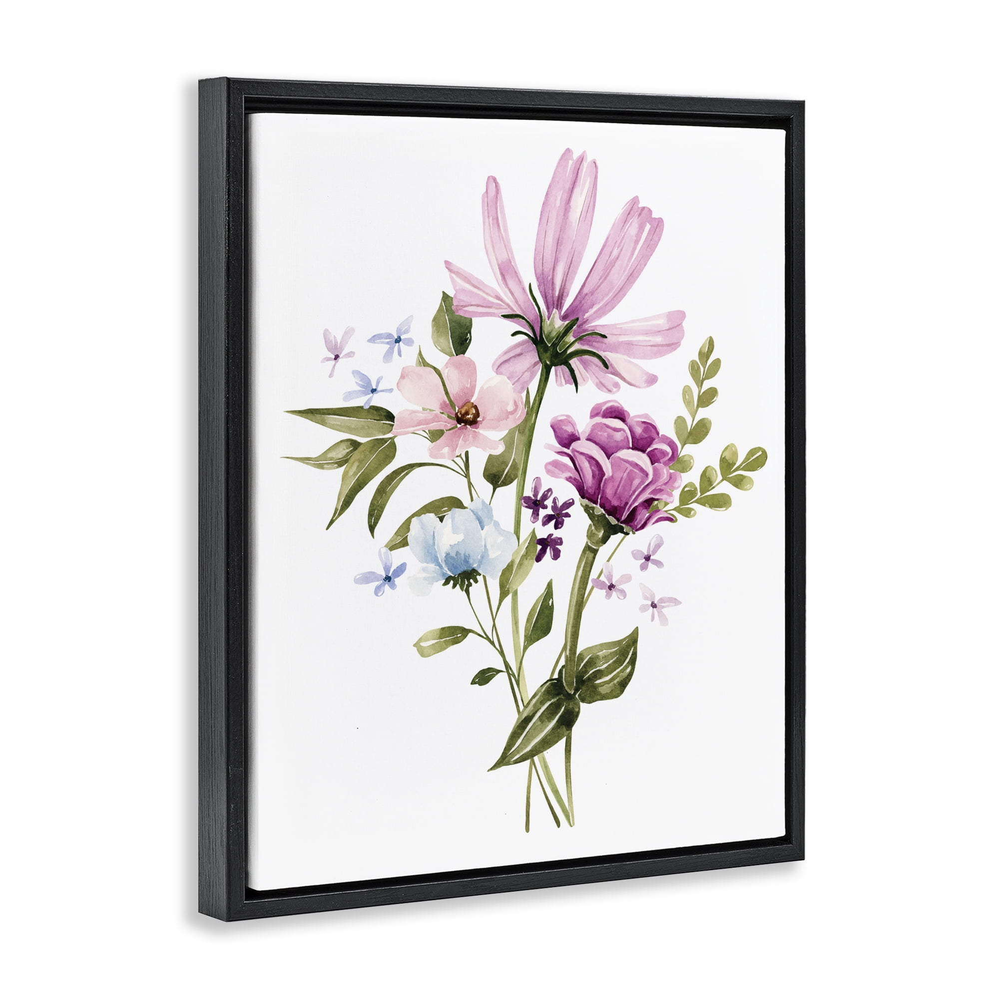 Stupell Industries Wildflower Fields Floral Bundle Black Framed Floater Canvas Wall Art, design by Bethany Sandoval