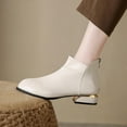 thumbnail image 2 of Dasayo Dress Booties for Women Wide Width Ankle White Pointed Toe Low Heel Faux Leather Booties Womens Shoes 40, 2 of 9