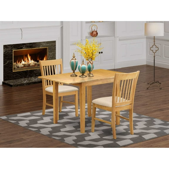 East West Furniture Dining Room Set Oak, NDNO3-OAK-C