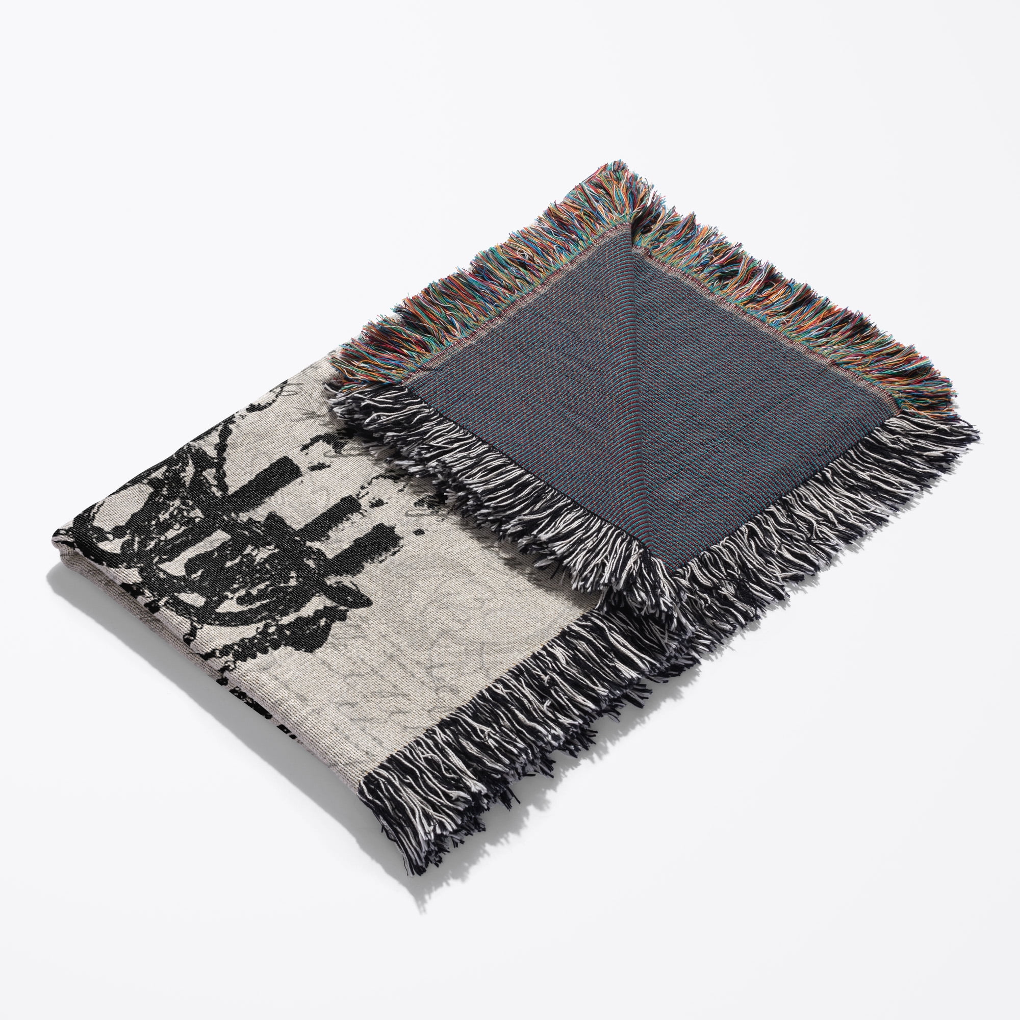 Nostalgic Chandelier Illustration In Light Grey, Woven Blanket