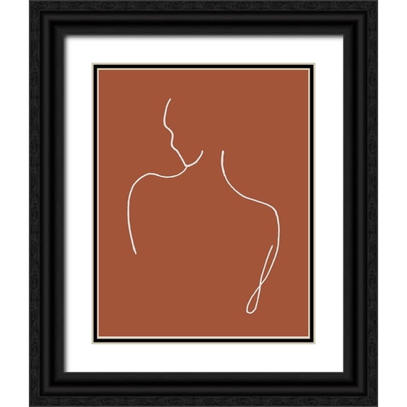 Pinto, Patricia 12x14 Black Ornate Wood Framed with Double Matting Museum Art Print Titled - Silhouette On Terracotta