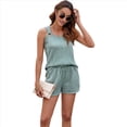 thumbnail image 2 of Conjunto de Dos Piezas de Verano para Mujer, Pantalones Cortos, Ropa de Estar por Casa, 2025, Verde Oscuro, Talla M, 2 of 9