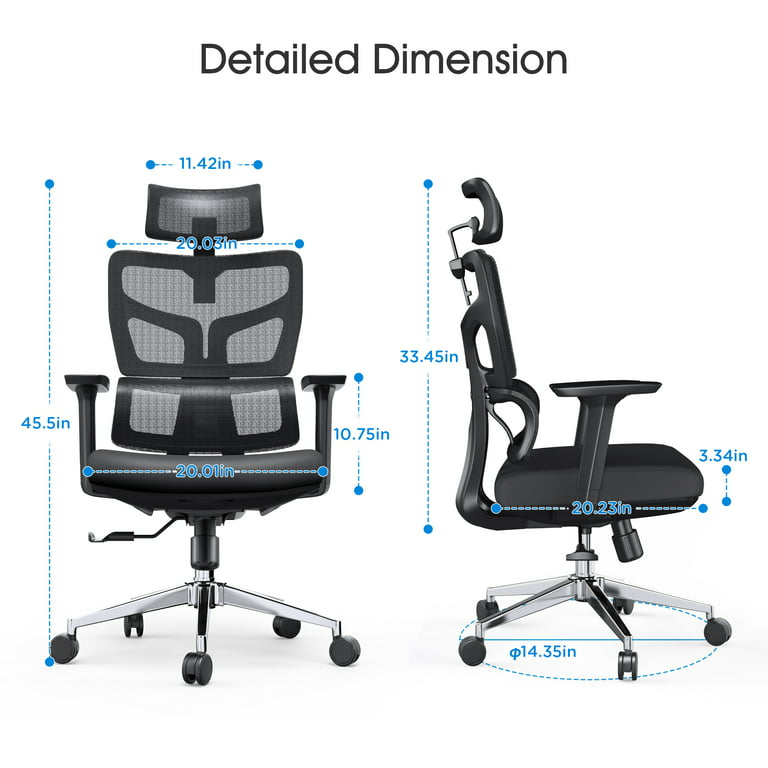 Dropship Ergonomic Office Desk Chair,Mesh High Back Computer Chair With  Adjustable 3D Headrest & Lumbar Support & Flip-Up Arms  Executive/Home/Study/Work Office Desk Chairs With Wheels to Sell Online at  a Lower Price