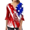 thumbnail image 2 of Fiudx Liquidación de Ofertas Flash Camiseta Estampada a La Moda para Mujer, Blusa con Mangas 3/4, Camisetas Informales con Cuello En V, 2 of 5