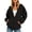 Black, variant on Ghalytn Women Drawstring Full Zip Hooded Jacket Seam Stitch Raglan Long Sleeve Side Pocket Loose Casual Sweatshirt