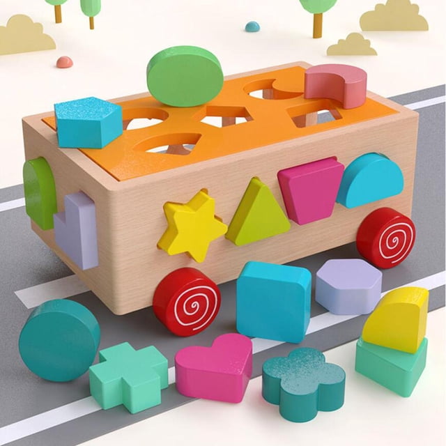 de clasificación de formas Caja de cognición creativa Aprendizaje de geometría DIY Montessori Clasificador de formas Rompecabezas para de 17 hoyos Hugo Juguete de clasificación de formas