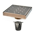 thumbnail image 2 of 6 Inch Oil Rubbed Bronze Square Shower Drain with Hair Trap Set (2 Designs), 2 of 7