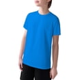 thumbnail image 4 of LIIPEE Boys Girls T-Shirt Solid Color Short Sleeve Round Neck Tshirt Tops Kids Classic Climbing Hiking Camping Cycling Tee,Blue,7-8 Years, 4 of 4