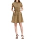 thumbnail image 2 of Vestido mini de mujer Inspire Chic con ajuste y vuelo, cuello, bolsillos y cintura elástica, talla M, color caqui, 2 of 8