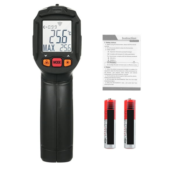 Lepmerk Industrial thermometer,Test Adjustable Emissivity Thermometer Emissivity -30C~380C(-22F~716F) Temperature Lcd Non- Temperature Emissivity Kitchen Infrared Thermometer Kitchen Scientific Owsoo