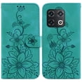 thumbnail image 2 of Compatible avec OnePlus 10 Pro 5G Étui Portefeuille Embossé Lys avec Porte-Cartes en Cuir PU Couverture Rabattable, 2 of 5