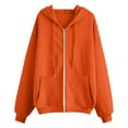 thumbnail image 2 of Under $10 Hoodies for Women, Women's Solid Color Pockets Zipper Long Sleeved Regular Top Hooded Sweatshirts Coat Outwear, Orange L, 2 of 3