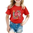 thumbnail image 4 of WEIYLL T-Shirts Filles Décontractés 100 Jours d'École Imprimé Lettre Col Rond Manches Courtes Rouge Activewear 12-13 Ans, 4 of 4