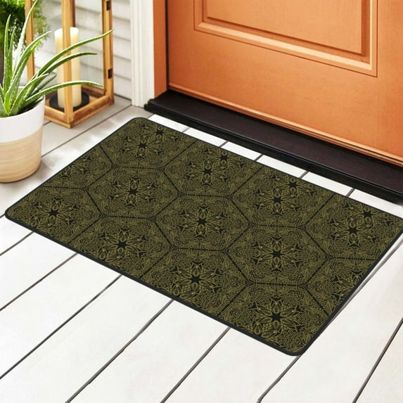 Brown Floral Retro Texture Rugs Doormat, Non-Slip Machine Washable Carpets Floor Door Mat , 36" x 24"