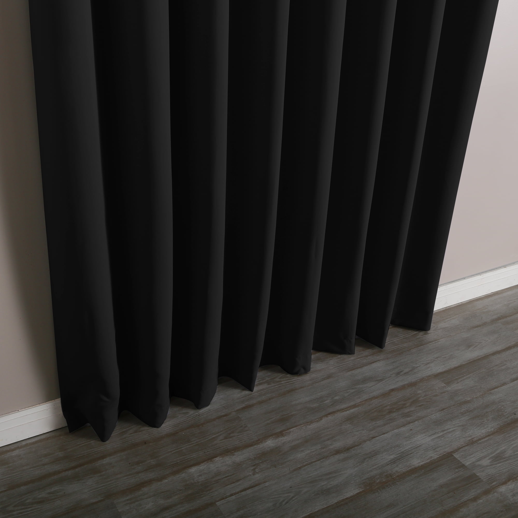 Quality Home Wide Basic Bronze Grommet Blackout Curtain - Black - 100"W X 108"L (Single Panel)