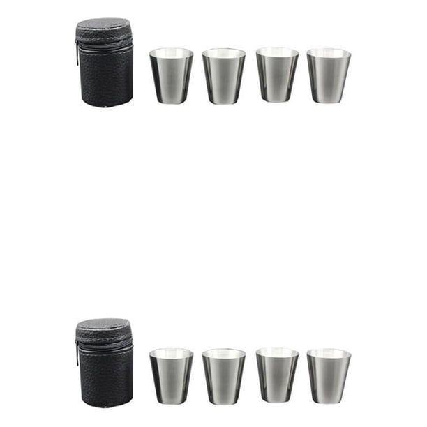 Wosthever 4 Pieces Wine Cup Outdoor Glass Drinkware Picnic Jug Cups with PU Travel Drinking Cover Mug Beer Camping Leather Bar 7.5*5.2 cm 2Conjunto