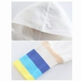 thumbnail image 5 of LEWKW Little Girls Hooded Tunic Dress Long Sleeve Rainbow Striped Cuffs Ruffle Hem Cotton Blend Sweatshirt Dress for Casual Play School Day, 5 of 6