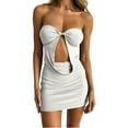 thumbnail image 7 of IROINNID Women's Sheath Dress Summer Chest Wrap Hollow Out Backless Slim Fit Buttock Dress Solid Color Elastic Waist Dress, 7 of 7