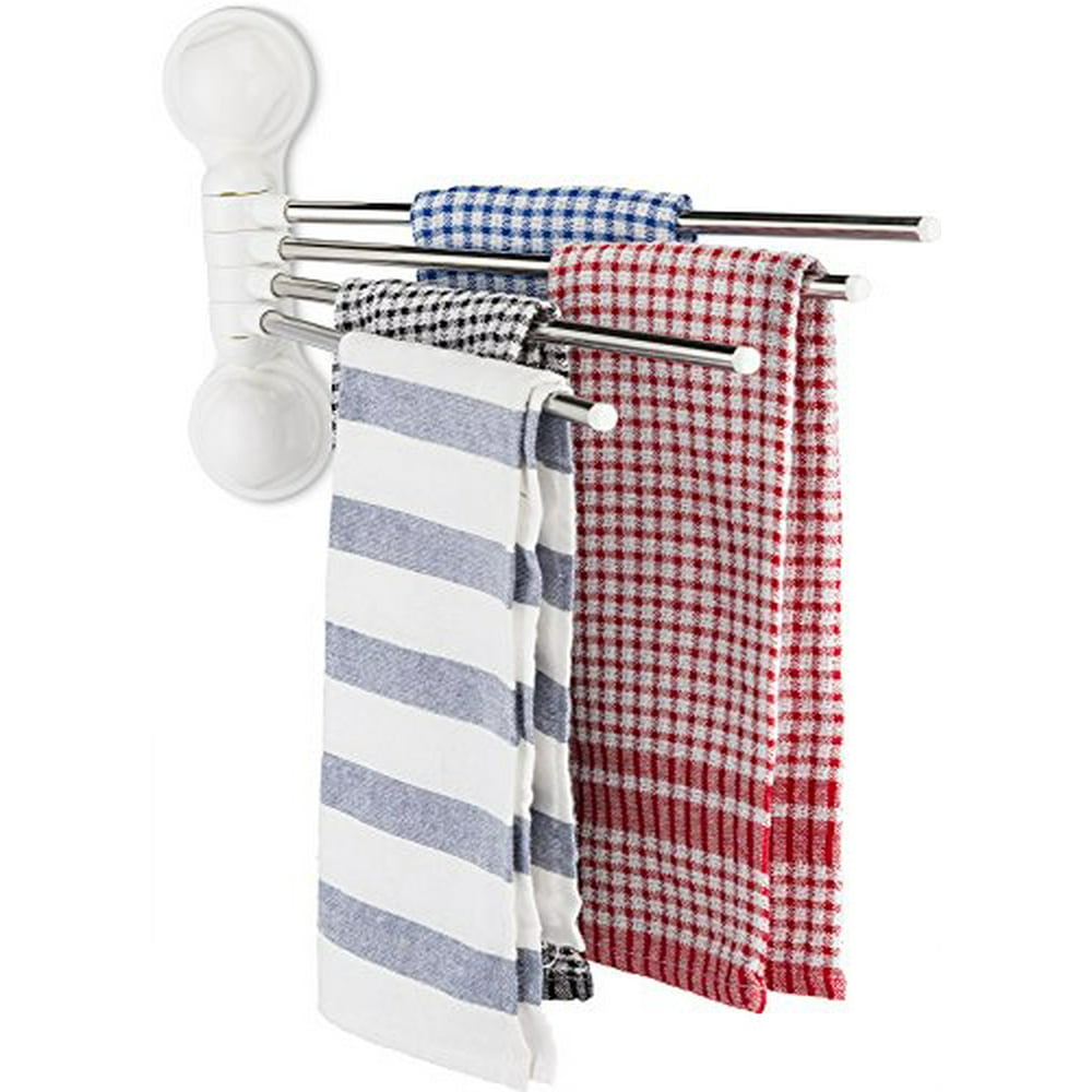 Swivel Towel Rack, Towel Bar Organizer for Bathroom or Kitchen, Suction