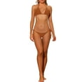 thumbnail image 2 of INSPIRE CHIC Women's Halter Tie Side Bikini Sets, 2 Piece Low Waist Triangle Bottom Basic Swimsuits Bathing Suit X-Small Brown, 2 of 5