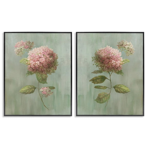 Stupell Industries Aged Pink Hydrangeas 2 Piece Black Framed Giclee Art Set, design by Nan