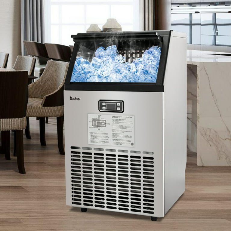Bar Ice Maker, Freestanding Commercial Ice Maker Machine, Stainless Steel  Ice Machine for Commercial, 99lbs/24H Under Counter Ice Maker for  Home/Office/Bar/Restaurant, 33lbs Storage Capacity, A3385 