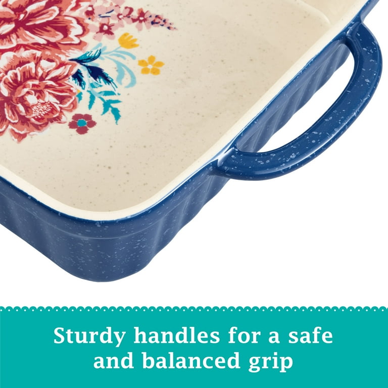 The Pioneer Woman Ceramic 9x13 Baker With Lid, Blooming Bouquet Design