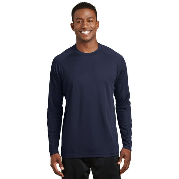 Sport-Tek T473LS Mens Dry Zone Long Sleeve Raglan T-Shirt, True Navy - Extra Large