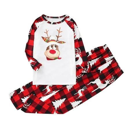 

REORIAFEE Womens Pajamas Set Sleepwear Casual Soft Sleeping Pjs Set Matching Christmas Pjs for Family Christmas Pajamas Plaid Pajamas Two-Piece Set Kids 3 Years