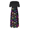 thumbnail image 4 of Aueoeo Plus Size Dresses for Wedding Guest, Women's Off The Shoulder Dress Casual Summer Dress Print Crewneck Short Sleeve Flowy Long Dress Beach Sundress, 4 of 4