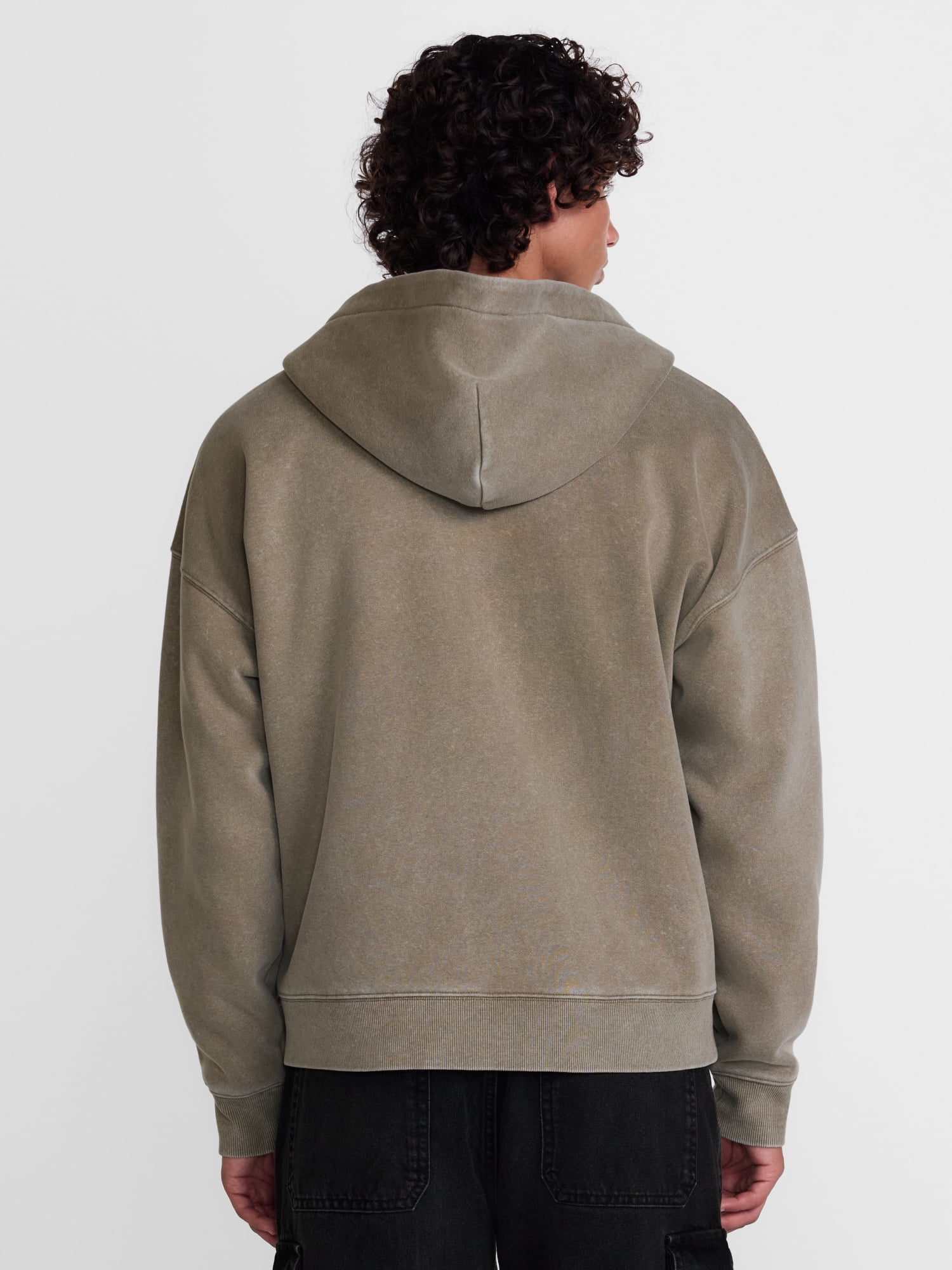 No Boundaries Boxy Fit Heavyweight Fleece Full Zip Hoodie Sweatshirt, Men's Sizes XS-3XL