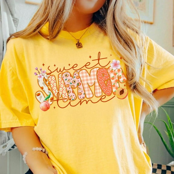 Preppy Summer Mama Shirt, Sweet Peach Summer Vibes Tee, Girly Bow Shirt, Trendy Vacation Shirt, Hello Summer Shirt for Women