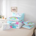 thumbnail image 5 of Manfei Cartoon Blue Kitten Bedding Comforter Set 7pcs, Cute Cat Animal Queen Bedding Sets, Princess Rainbow Reversible Queen Sheet Sets, Microfiber Bedroom Decor, 5 of 7