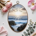 thumbnail image 7 of Canvas Wall Art Beach Coastal Modern Landscape Seaside Ocean Waves Rocks Birds Sunset Oval Framed Canvas Prints Vintage Wall Hanging Decor for Bedroom Home Gallery Bathroom 8.6"x11.4", 7 of 7