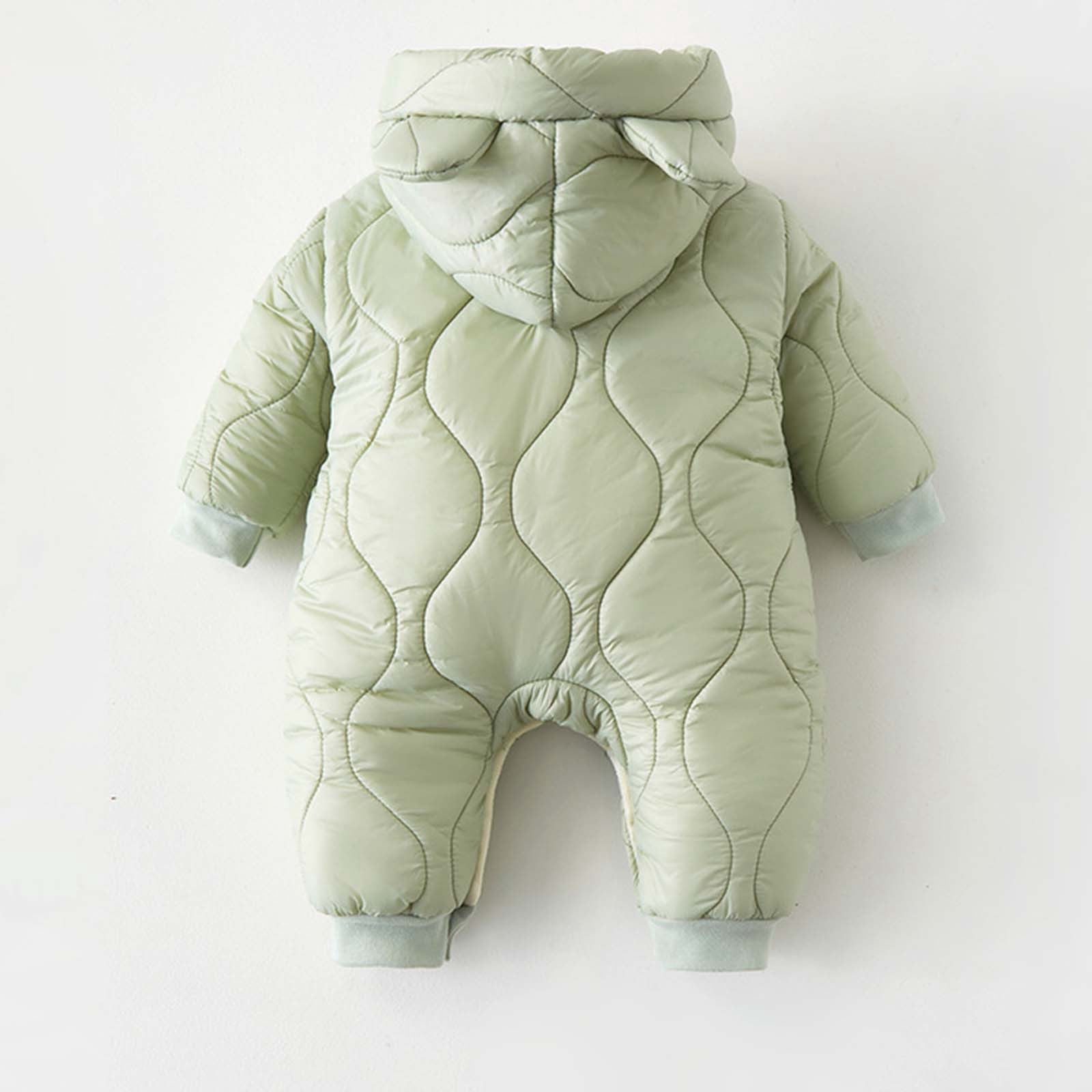 Kids Jacket,Baby Snowsuit Winter Jumpsuit for Boys Girls Hooded Jacket Coat One-Piece Outerwear for Snow Play,Girls Jacket,Green,0-3 Months