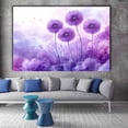 thumbnail image 2 of Mudket Framed Canvas Wall Art Purple Dandelion Lavender Mist Background Floral Prints Wall Decor Minimalist Canvas Print Ready to Hang for Living Room Bedroom Office Decor - 12"L x 8"W, 2 of 10