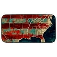 Map Door Mat Abstract Scenic Red Blue Rubber Non Slip Absorbent