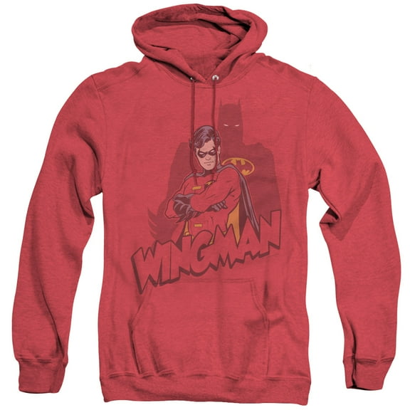 Batman Wingman Adult Heather Hoodie Sweatshirt Red