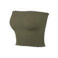 thumbnail image 2 of A2Y Women's Sexy Fitted Strapless Cotton Smocked Tube Crop Tops Dusty Olive S, 2 of 3
