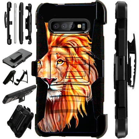 Compatible Samsung Galaxy S10 Plus S 10 Plus (2019) Case Armor Hybrid Phone Cover LuxGuard Holster (Half