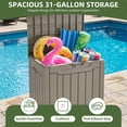 thumbnail image 5 of Uforic 31 Gallon Waterproof Resin Outdoor Storage Box, Lockable Deck Box & Package Delivery Box for Patio Furniture, Gardening Tools, Pool Supplies, Outdoor Organization, Light Brown, 5 of 9